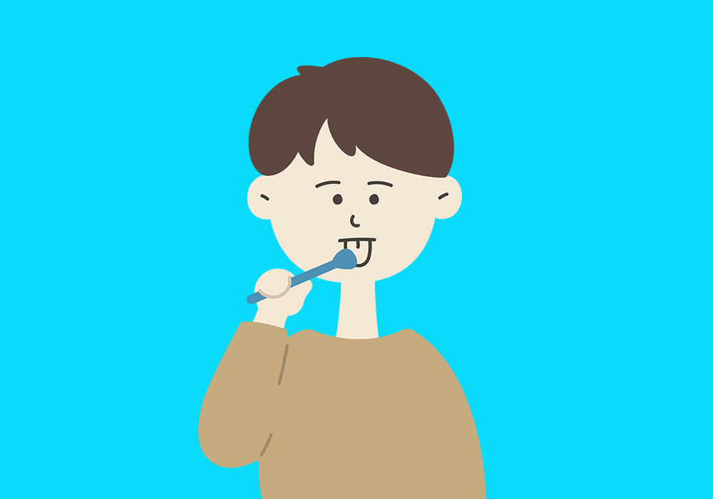 舌みがきをする男性
